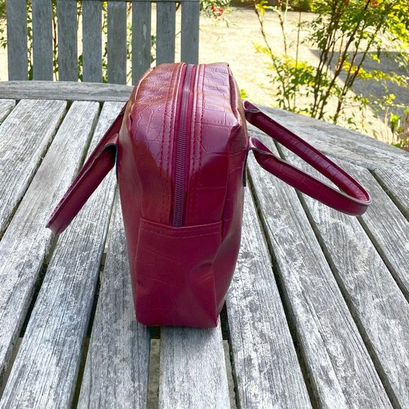 🆕Faux Leather Handbag Purse Bag - Burgundy - Picture 7 of 11